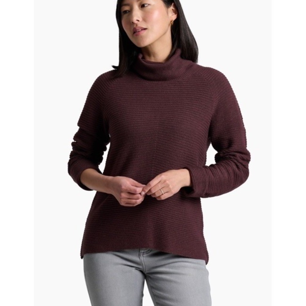 Kuhl‎ Solace Sweater Womens XS Raisin Merino Wool Blend Ribbed Turtleneck Cozy